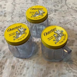 Vintage 3 Osterizer Mini Blend Store Jars W/ Lids 8 oz